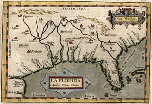 Kort over Florida, ca. 1584 (håndfarvet gravering)
